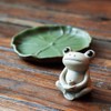 NAGU 100% Handmade Ceramic Stick Incense Burner Holder,Small Frog Incense,Lotus