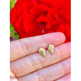 Mens Ladies 14K Gold Over Silver Lab Diamond Nugget Earrings Screw Back Studs Iced Out aretes para hombre - Men's Earrings, Screw Back, Men's Jewelry, Hip hop Earring