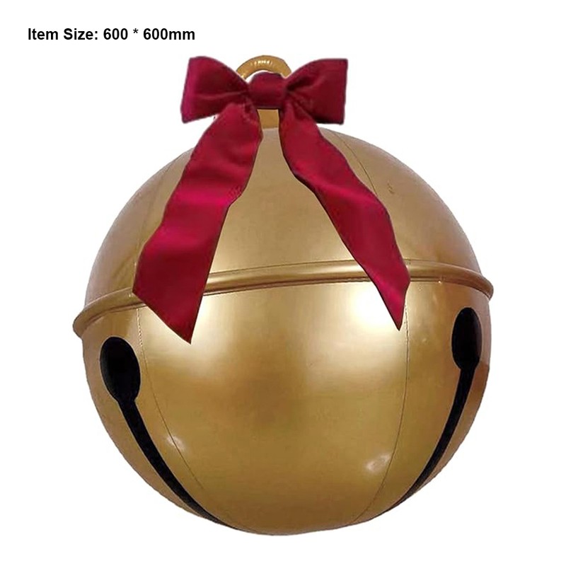 23.6 Inches Inflatable Christmas Ball PVC Large Jingle Bell Bow