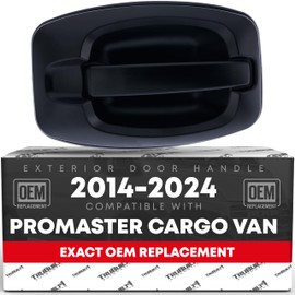 Exterior Front Passenger Door Handle - Compatible with 2014-2021 Dodge RAM Promaster 1500, 14-21 Promaster 2500, 14-21 Promaster 3500 - Textured Black, No Keyhole - OEM 5RJ91JXWAA, 15710