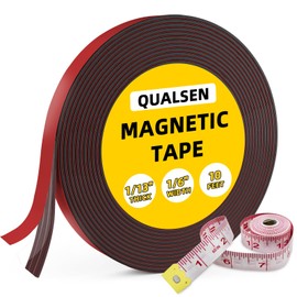 Qualsen Magnetic Tape - Strong Flexible Magnetic Strips with Adhesive Backing, Sticky Magnetic Tape for Fridge, Whiteboards, Crafts and DIY Projects (1/2 Inch x10 Feet)