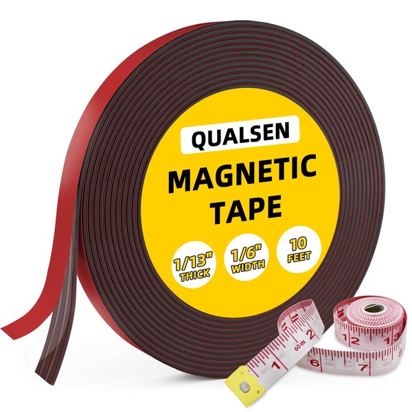 Qualsen Magnetic Tape - Strong Flexible Magnetic Strips with Adhesive