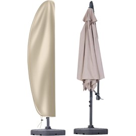Patio Cantilever Umbrella Covers for Outdoor: Waterproof Offset Umbrella Cover Banana Style with Zipper fits 9FT to 14FT, Khaki