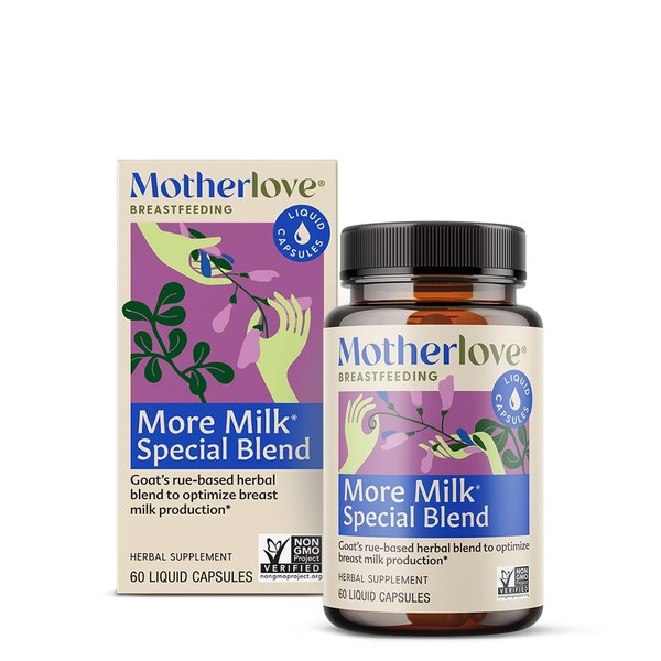 Motherlove More Milk Special Blend (60 Liquid caps) Herbal Lactation Supplement w/Goat’s Rue to Build Breast Tissue & Support Breast Milk Supply—Non-GMO, Organic Herbs, Vegan, Kosher, Soy-Free