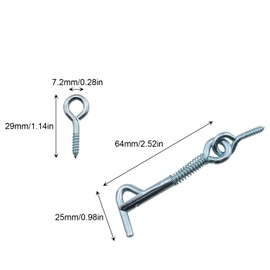 DGHAOP 6pcs Zinc-Plated Iron Spring Hook and Eye Safety Latch 2.5-inch Wire Gate Hook and Eye Latch