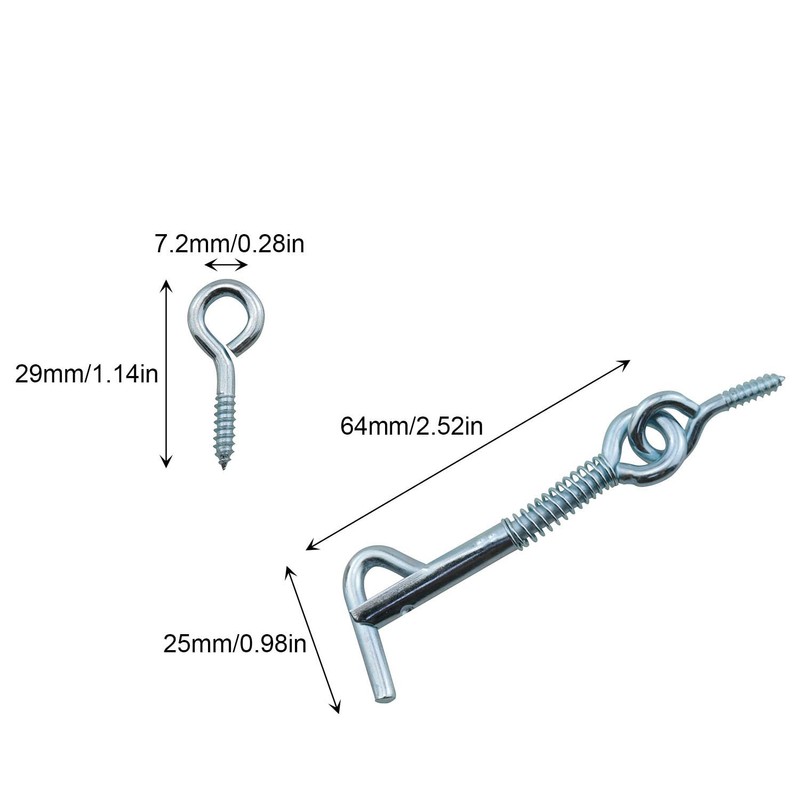 DGHAOP 6pcs Zinc-Plated Iron Spring Hook and Eye Safety Latch