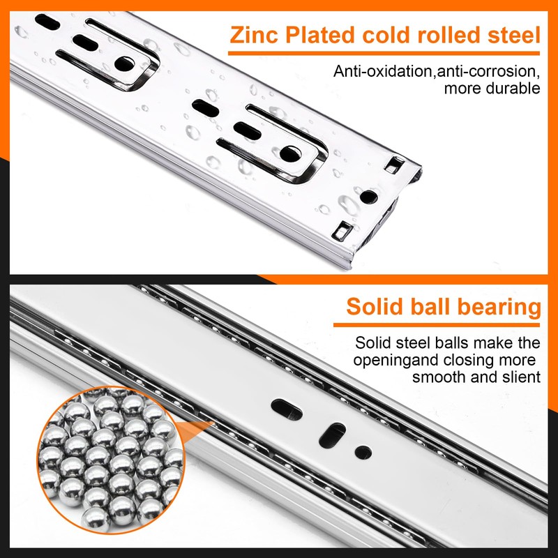 10 inch Drawer Slides 4 Pairs (8pcs) Soft Close 3