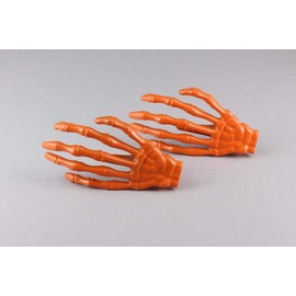 Orange Skeleton Hand Barrettes Bones Hair Clips Alligator Claw Clamp Hair Clips Set 2 Hands Colored Hair Clips For Women Girls