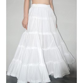 YSJERA Women's Cotton 5 Tiered A Line Pleated Maxi Skirt Long Boho Gypsy Dance Skirts (XL,Solid White)