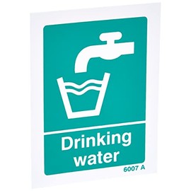 Caledonia Signs 16007A "Drinking Water" Sign, Rigid Plastic,White, 100 mm x 75 mm