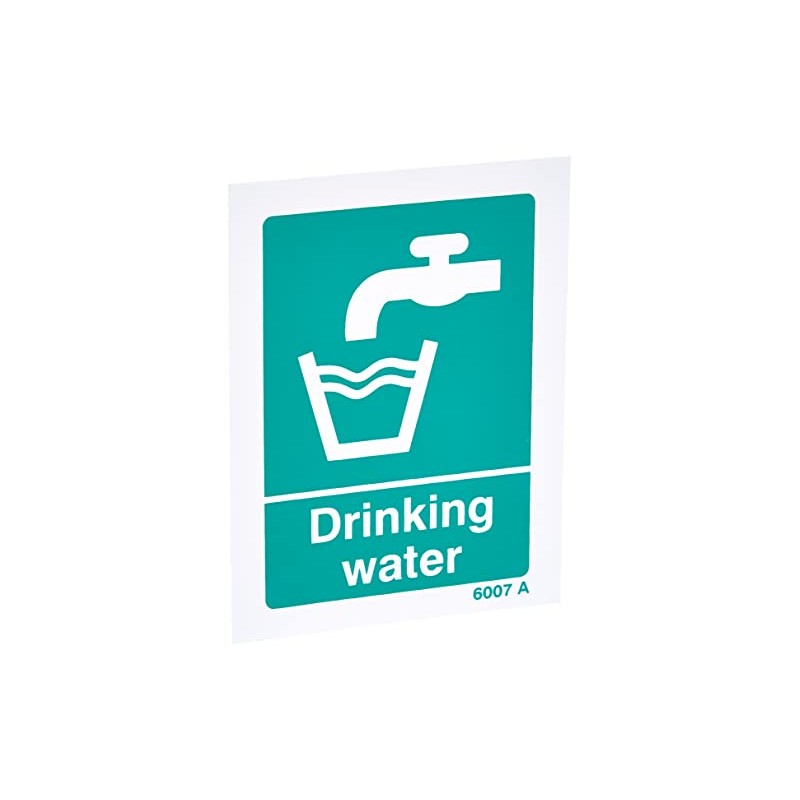 Caledonia Signs 16007A "Drinking Water" Sign, Rigid Plastic,White, 100 mm