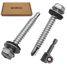 SKIR'CO Pack of 100 Galvanised Roofing Screws 4.8 x 38 mm Hexagonal Head DIN 7504-K Self Drilling Screws with EPDM Sealing Washers