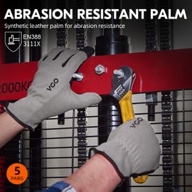 Vgo... 5Pairs Work Gloves Touchscreen, Light Duty Safety Gloves for Gardening Warehouse Delivery Multi-function