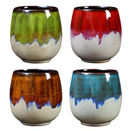 Espresso Cups, 100 ml Espresso Cups Set Made of Stoneware, Set of 4 Espresso Cups Set, Cappuccino Cups, Double-Walled Espresso Cups without Handle, Mocha Cups Set for Coffee, Cappuccino and Espresso