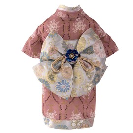 ONEKOSAMA OINUSAMA Dog Clothes Cat Cat Kimono Kimono Kimono Dog Wear Festival New Year New Year Shichi-Go-San Small Dog Large Dog Small Large Size [Damask Pattern Pink/4L]