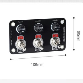 12/24V Metal Toggle On/Off Rocker Switch Panel with LED Circuit Breaker 10A Fuse Box for Car Marine Boat Truck (6 Gang)
