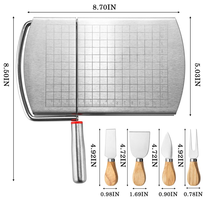 SmileBear Cheese Slicer Cutter Stainless Steel Cheese Cutter Board with