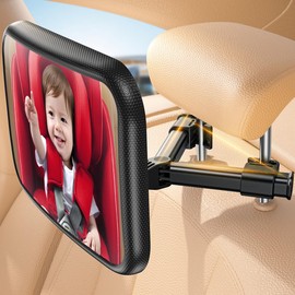 Lamicall Espejo para Bebe Auto -[2025 Seguro Gancho Triangular] 100% Acrílico Irrompible, Rotación de 360° y Visión Clara y Amplia, para Bebé Mirando Hacia Atrás, Espejo Retrovisor para Auto Bebe