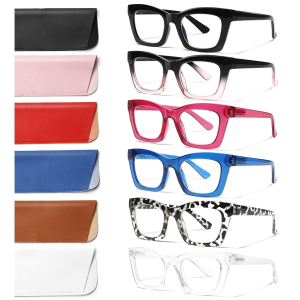 ZOECENT 6 Pack Oprah Style Reading Glasses for Women Blue