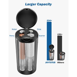 JOYTUTUS Coin Holder for Car, Larger-Capacity Car Change Holder Organizer, Universal Car Coin Holder for Cup Holder, Coin Dispenser Storage Fit Most Car & Trucks Car Accessories(Black, 1 Pack)