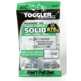Toggler 50470 Alligator Af6 Flanged Solid Wall Anchors W/screws, 1/4", 6-pack