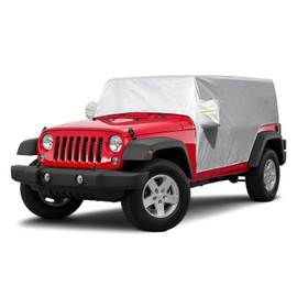 RAZPOY for Jeep Car Cover Waterproof All Weather Protection, Car Rain Sunshade Snow UV Cover Exterior Accessories for Jeep Wrangler JK JL 2007-2022, 4-Door