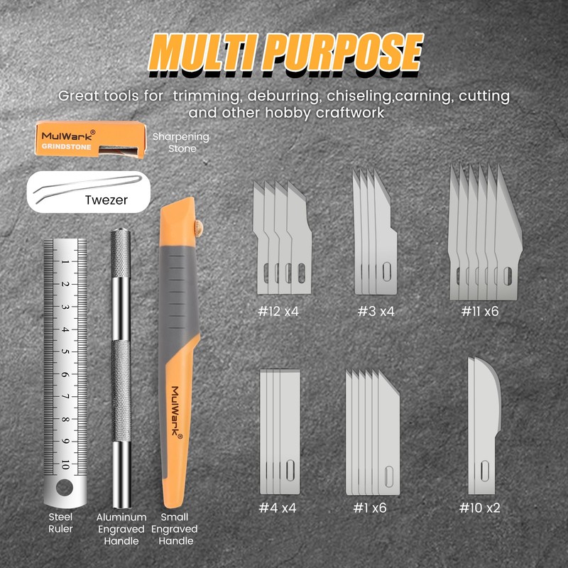 MulWark 32-Piece Precision Hobby Knife Set - Exacto Knife Set
