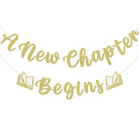 A New Chapter Begins Banner, Book Themed Baby Shower Decorations, Reading Themed Baby Shower Party Decorations, Book Baby Shower Banner, Gold and White Glitter