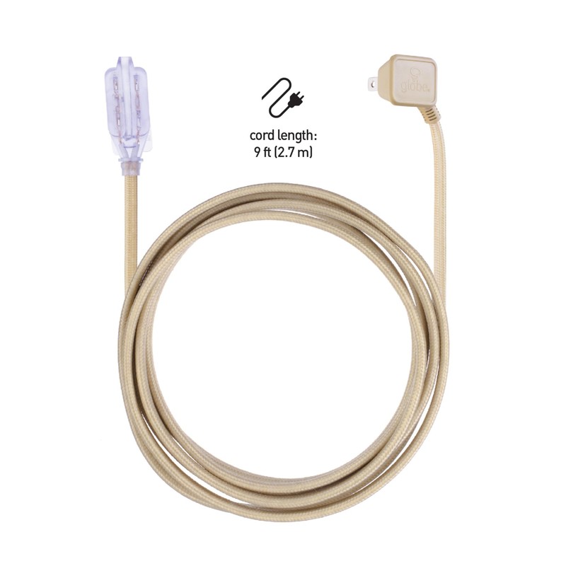 Globe Electric 22816 Designer Series 9ft Fabric Extension Cord, 3