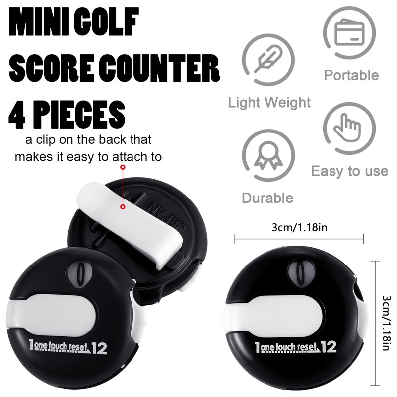 Frienda 4 Pieces Golf Score Counter Mini Golf Stroke Counter