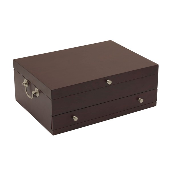 Wallace Felt Lined Flatware Storage Chest with Drawer, 15 Inch,