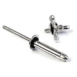 Tri-Fold Exploding Pop Rivets 5/32 x 5/16 Grip (5-5) Aluminum Shaveable Head Blind Rivets with Sealing Washer (100)