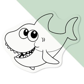 4 x Small 50mm 'Cute Cartoon Shark' Transparent/Clear Sticker Decals for Windows/Cars/Walls (DC00132392)