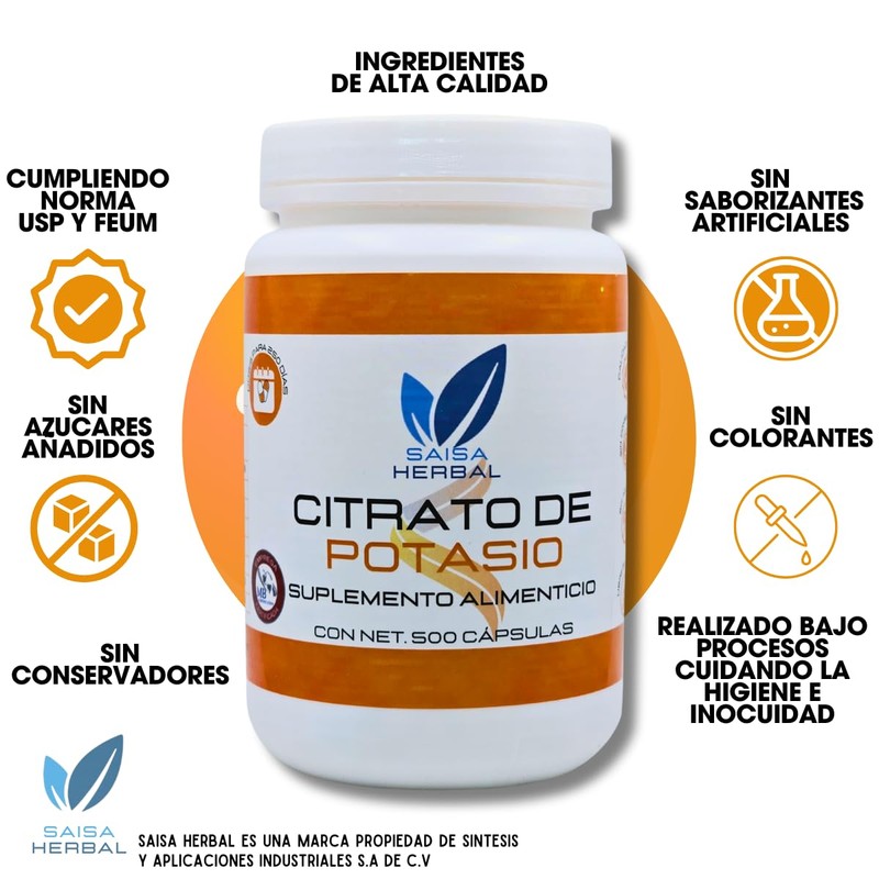 Citrato de Potasio Pack de 2 bolsas de 500 cápsulas
