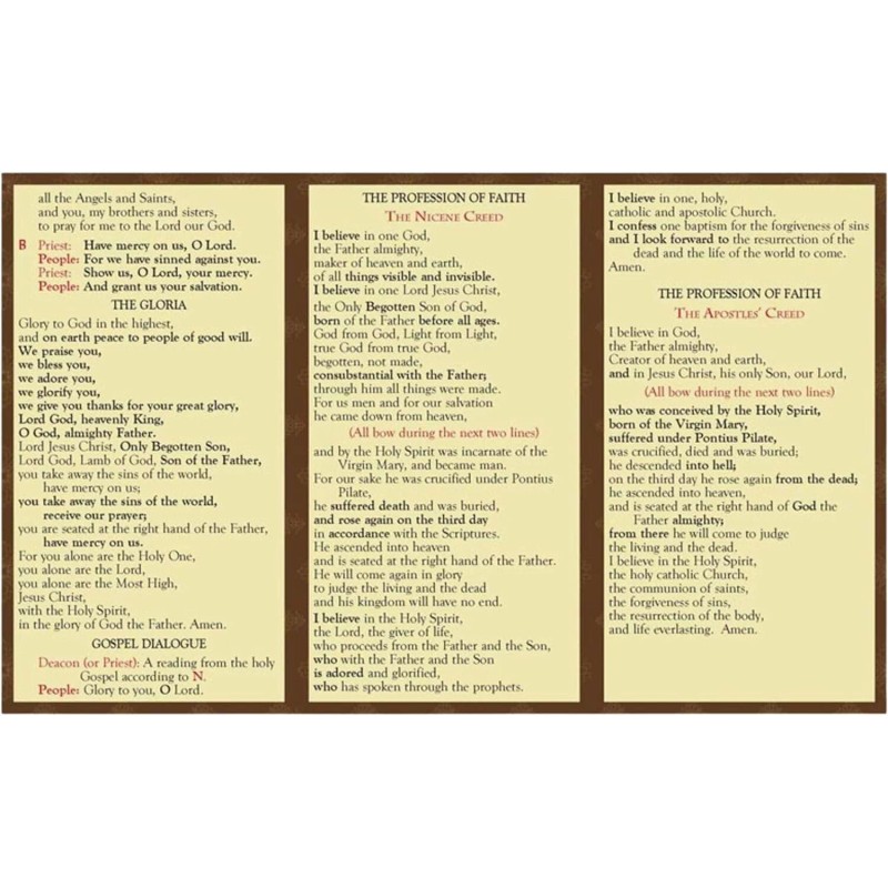 Catholic Mass Prayer And Responses Pocket Card