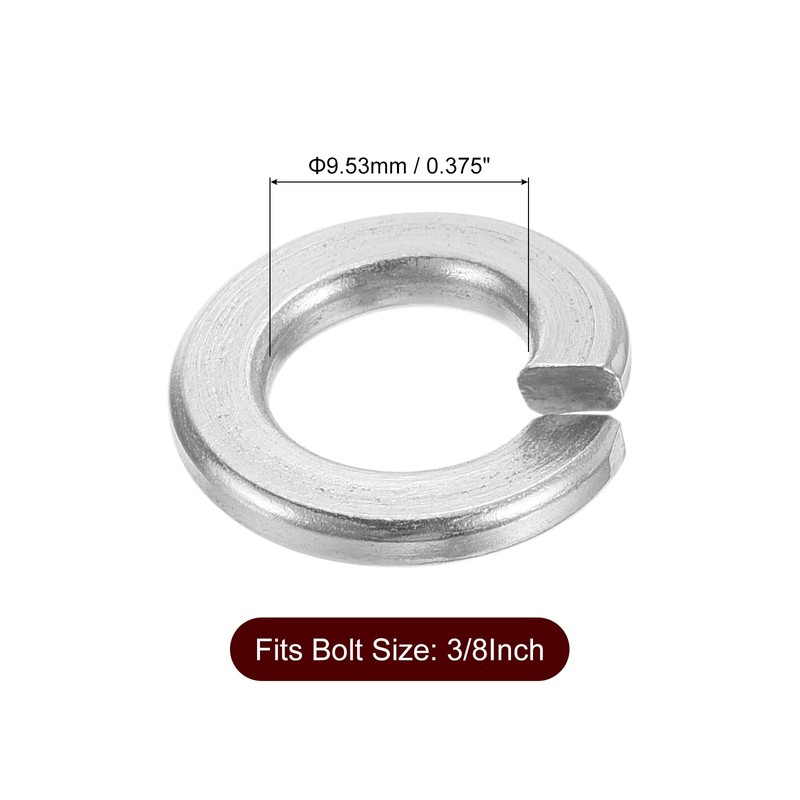 sourcing map Split Lock Washer, 3/8-Inch 316 Stainless Steel Spring