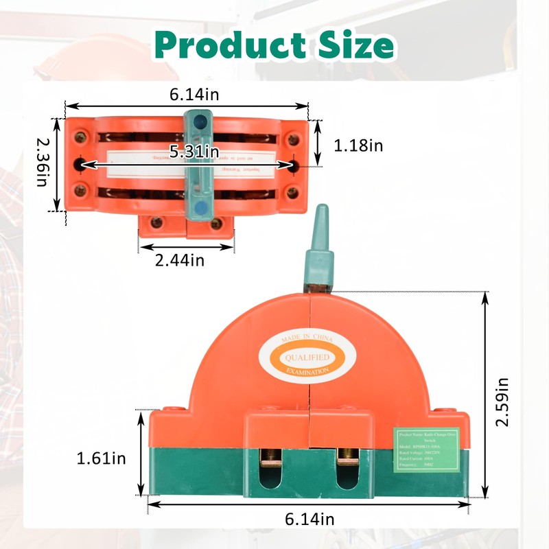 Onseeda Disconnect Knife Switch Double Throw,32A 220V 2 Pole Safety
