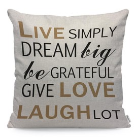 WONDERTIFY Live Simply Cushion Cover Laugh Lot Inspirational Quotes Throw Pillow Covers Cushion Case For Couch Home Decor 45X45 Cm