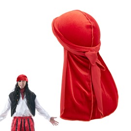 Red Pirate Scarf, 100 cm Pirate Headscarf, Women's Accessories Costume, Pirate Costume Accessories, Bandana, Red Pirate, Men's Carnival Headwear, Pirate Velour Headscarves, for Fancy Dress, Prom,