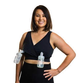 Everyday Luxe 3.0 Nursing & Hands-Free Pumping Bra - Large in Black - Nursing and Pumping Bra That Fits All Standard Pump Flanges and Compatible for Wearable Pumps and Milk Collectors