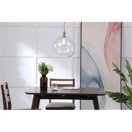 Living District Emett 1-Light Metal Pendant in Chrome and Clear Glass Finish