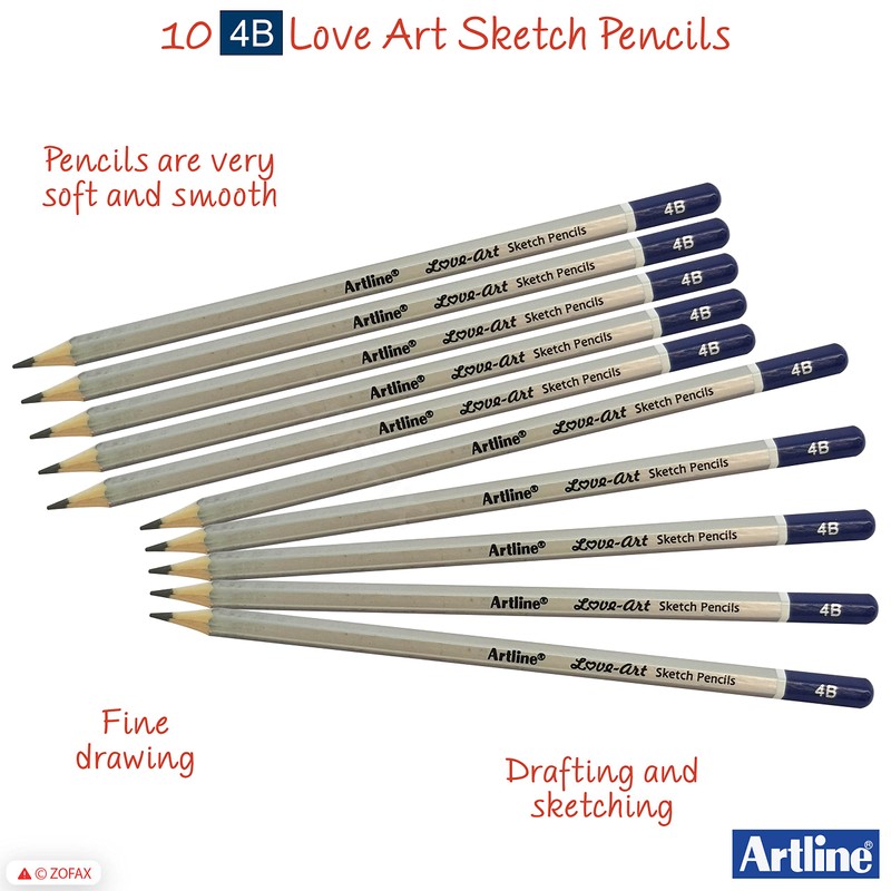 artline 4B Graded Love Art Professional Artist 10 x Pencils