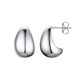 Suplight Waterdrop Hoop Earrings for Women, Sterling Silver Dupes Earrings Hollow Open Hoops with White Gold Plated Drop Dangle Earrings for Women