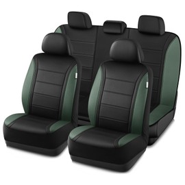 Road Comforts Leather Seat Covers, Breathable Car Seat Covers Full Set for Men,Airbag Compatible, Automotive Seat Covers Set Universal Fit Most Cars,Vans,Truck,SUV