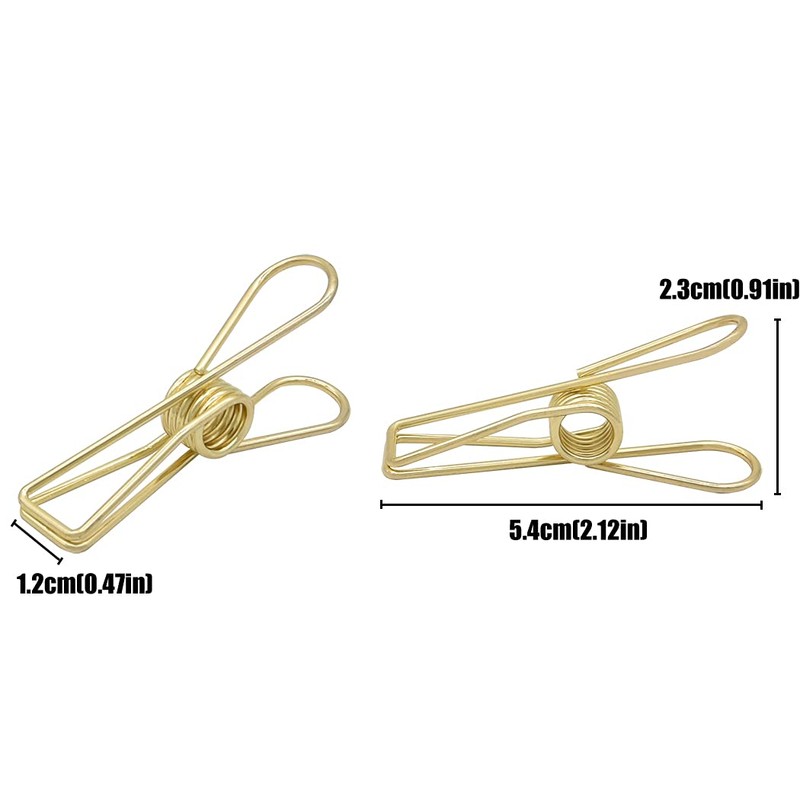 Zoohot Pack of 15 Golden Hollow Clip, Multi-purpose Clothesline Utility