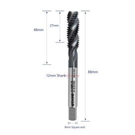 Taps 1/2-13UNC AlTiN Coating Spiral Flute Thread Tap,CNC Machine Threading Tap High Speed Steel Cobalt(HSSCo), Round Shank With Square End, H2 Tolerance (1/2-13UNC 1PC)