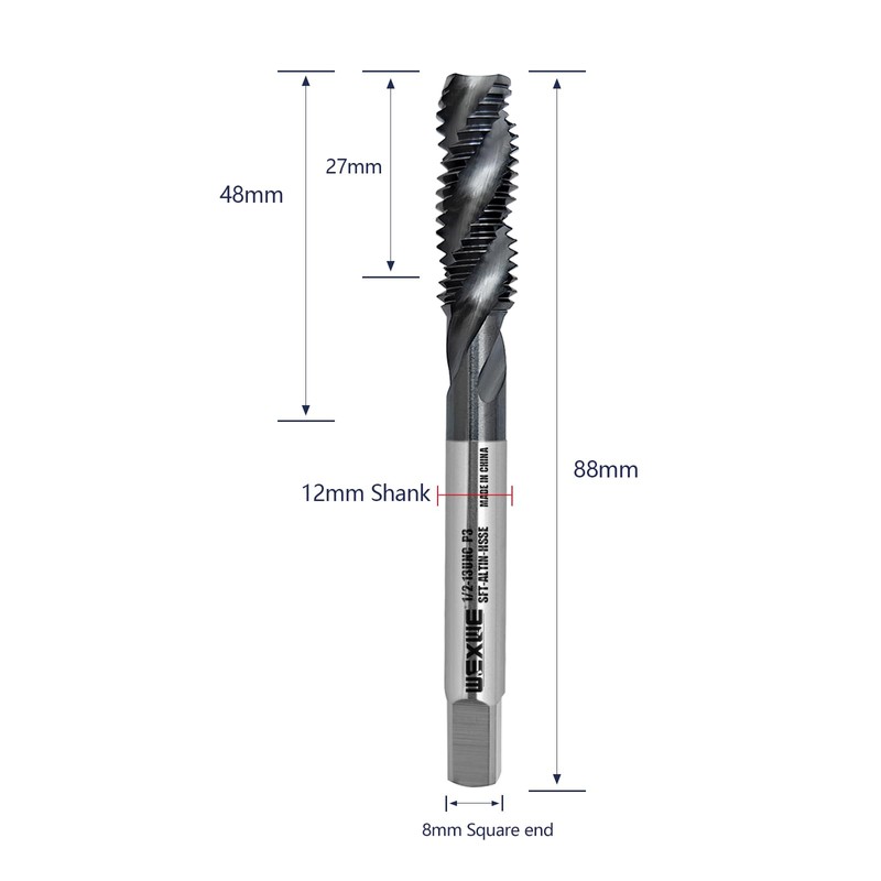 Taps 1/2-13UNC AlTiN Coating Spiral Flute Thread Tap,CNC Machine Threading