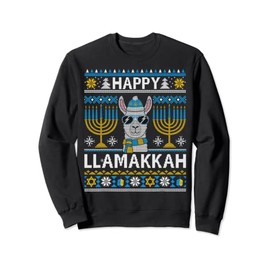 Happy Llamakkah Hanukkah Llama Menorah Chanukah Alpaca Gift Sweatshirt