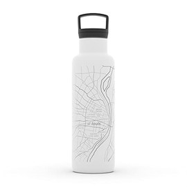 Well Told Engraved St. Louis Missouri Map Insulated Water Bottle, Etched Stainless Steel Bottle (21 oz, White) City Map Insulated Bottle, Custom Insulated Water Bottle, Outdoor Drinkware