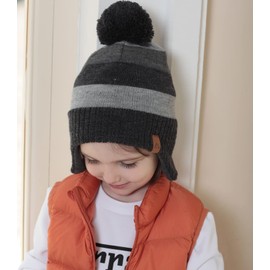 AHAHA Girls' Winter Hat, Earflap Beanie, Pompom Knitted Hats